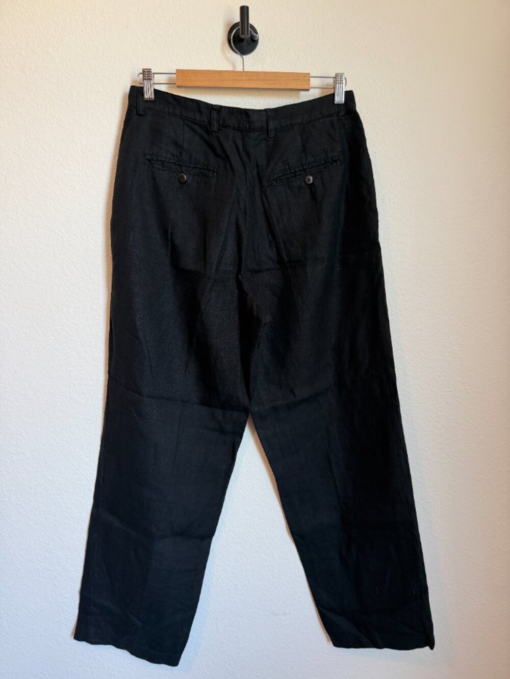 Emporio Armani Black Linen Blend Wide Leg Trousers High Rise Relaxed Fit - Picture 6 of 8